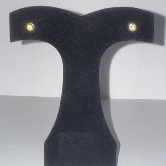 5 Mm Round Topaz Yellow Cz And Sterling Post Earrings - Picture 2 of 15